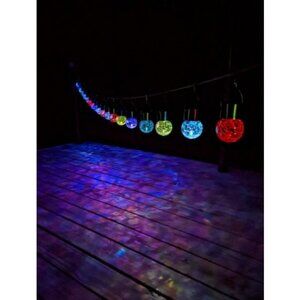 12-Pack Hanging Solar Lights, Decorative Cracked Glass Ball Light, Multicolor